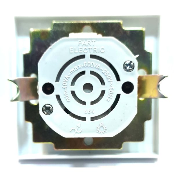 نمای پشت کلید دیمر پارت الکتریک مدل تابش سفید
