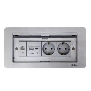 پریز رو کابینتی ایران الکتریک مدل دیاموند با شارژر موبایل