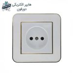 کلید و پریز ایران الکتریک مدل ارس سفید با زه طلایی