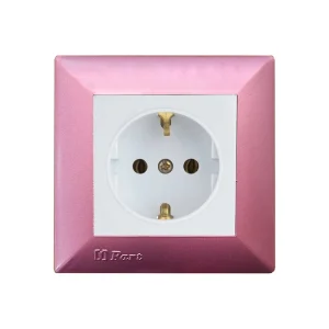 کلید و پریز صورتی رنگ پارت الکتریک مدل آسمان ارت