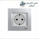 پریز برق ارت‌دار ایران الکتریک مدل دیاموند نقره‌ای