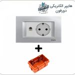 پریز دوقلو ارت و تلفن ایران الکتریک مدل دیاموند نقره‌ای با قوطی M3