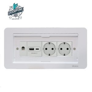 پریز ارت، شارژر USB و سوکت تلفن روکابینتی ایران الکتریک دیاموند سفید