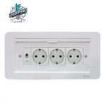 پریز ارت دار و سوکت تلفن روکابینتی ایران الکتریک سفید