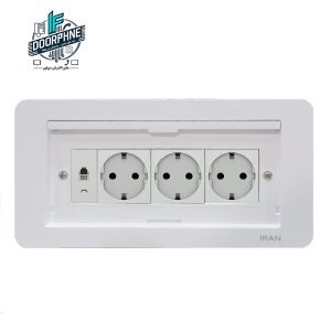 پریز ارت دار و سوکت تلفن روکابینتی ایران الکتریک سفید